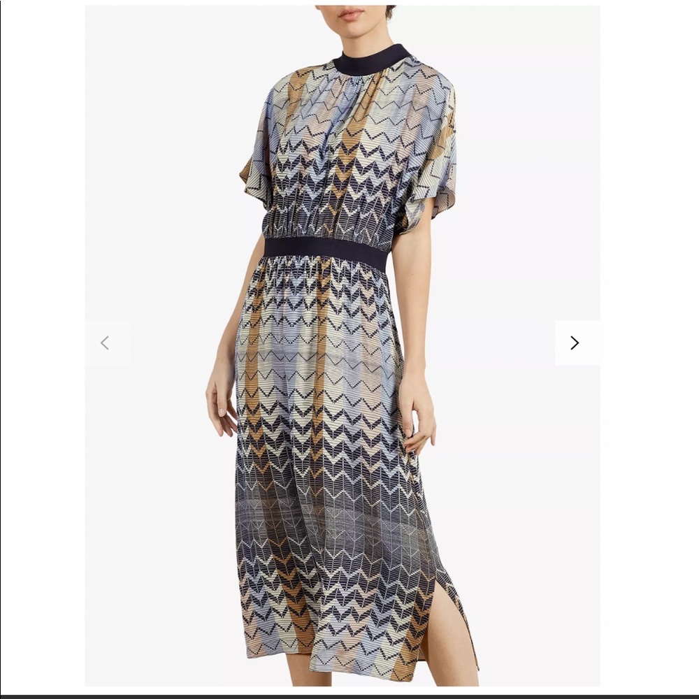 NWT TED BAKER Samii Geo Printed Rib Detail Midi Dress - Picture 4 of 16